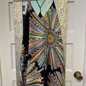 Black Bead Multicolor Geometric Dress